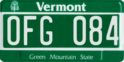 VT license plate OFG084