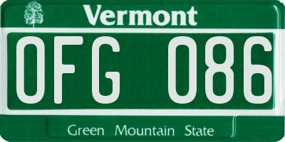 VT license plate OFG086
