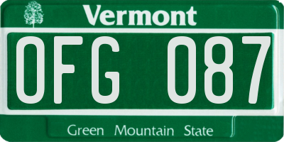 VT license plate OFG087