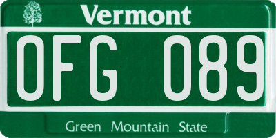 VT license plate OFG089