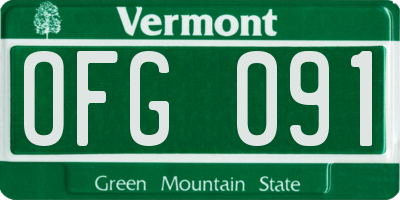 VT license plate OFG091