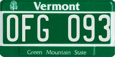 VT license plate OFG093