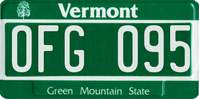 VT license plate OFG095