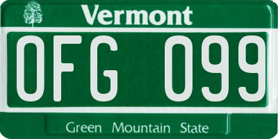 VT license plate OFG099