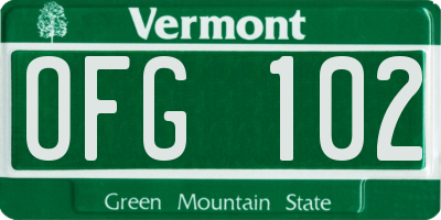 VT license plate OFG102