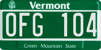 VT license plate OFG104