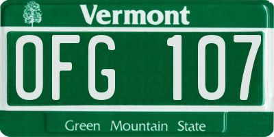 VT license plate OFG107