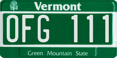 VT license plate OFG111