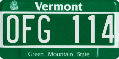 VT license plate OFG114