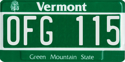 VT license plate OFG115