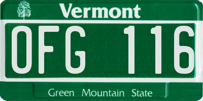 VT license plate OFG116