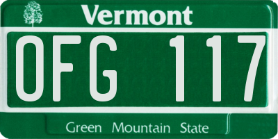 VT license plate OFG117