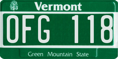 VT license plate OFG118