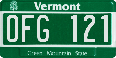 VT license plate OFG121