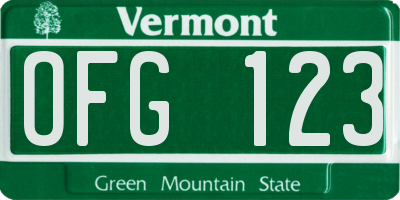 VT license plate OFG123