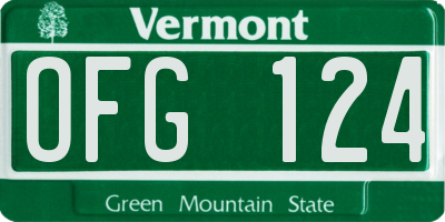 VT license plate OFG124
