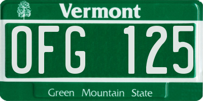 VT license plate OFG125