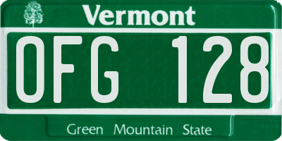 VT license plate OFG128