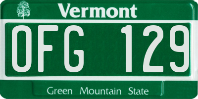 VT license plate OFG129