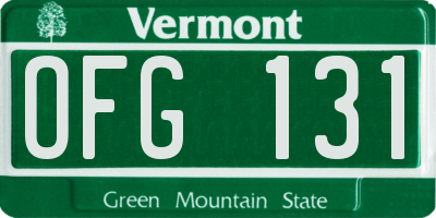 VT license plate OFG131