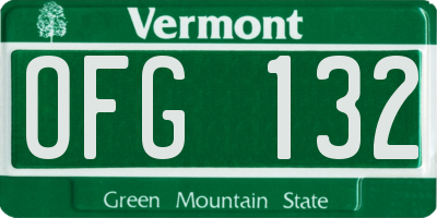 VT license plate OFG132