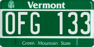 VT license plate OFG133