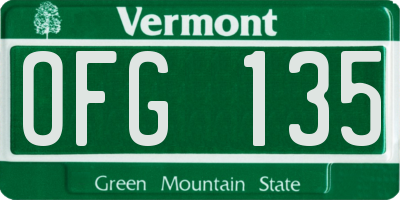 VT license plate OFG135