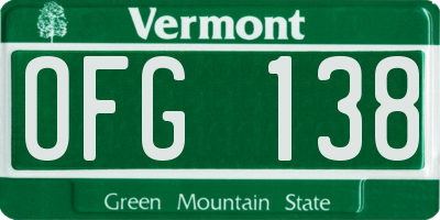 VT license plate OFG138