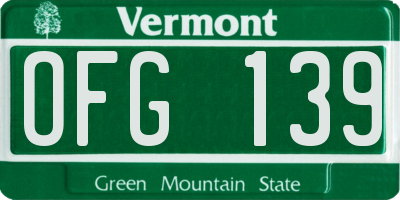VT license plate OFG139