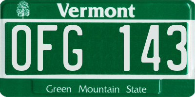 VT license plate OFG143