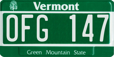 VT license plate OFG147