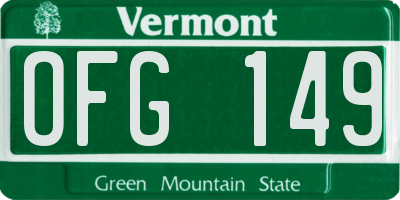 VT license plate OFG149