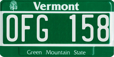 VT license plate OFG158