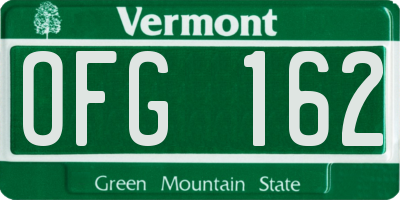 VT license plate OFG162