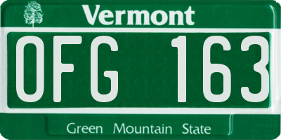 VT license plate OFG163