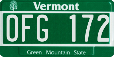 VT license plate OFG172