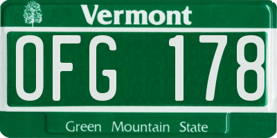 VT license plate OFG178