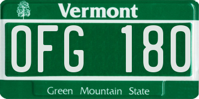 VT license plate OFG180