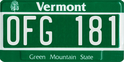 VT license plate OFG181