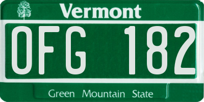 VT license plate OFG182