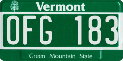 VT license plate OFG183