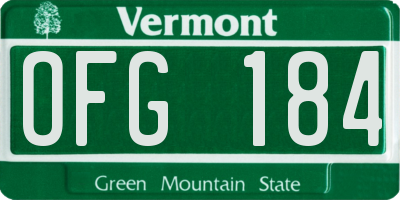 VT license plate OFG184