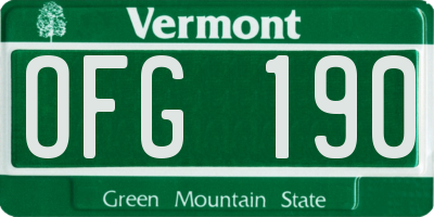 VT license plate OFG190
