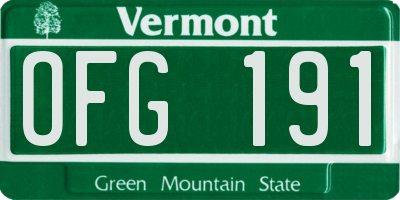 VT license plate OFG191