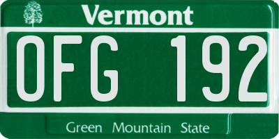 VT license plate OFG192