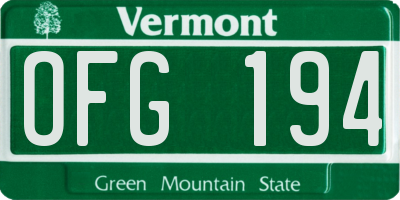 VT license plate OFG194