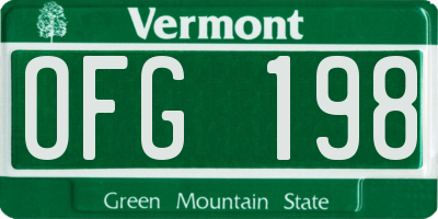 VT license plate OFG198