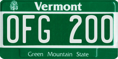 VT license plate OFG200