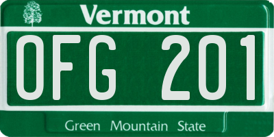 VT license plate OFG201
