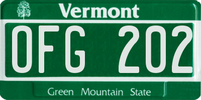 VT license plate OFG202